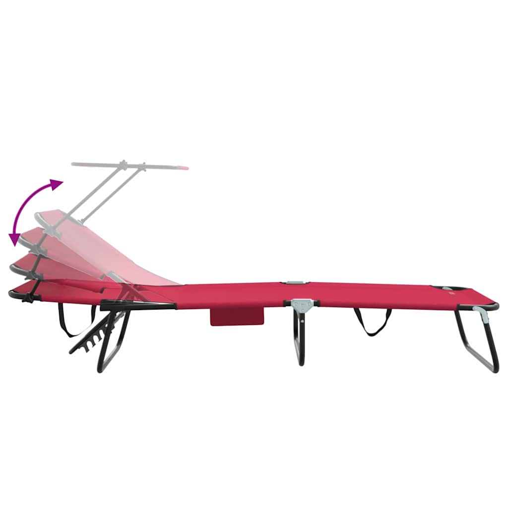 Folding Sun Lounger Folding 1-person Red 56 x 190 x 81cm Fabric